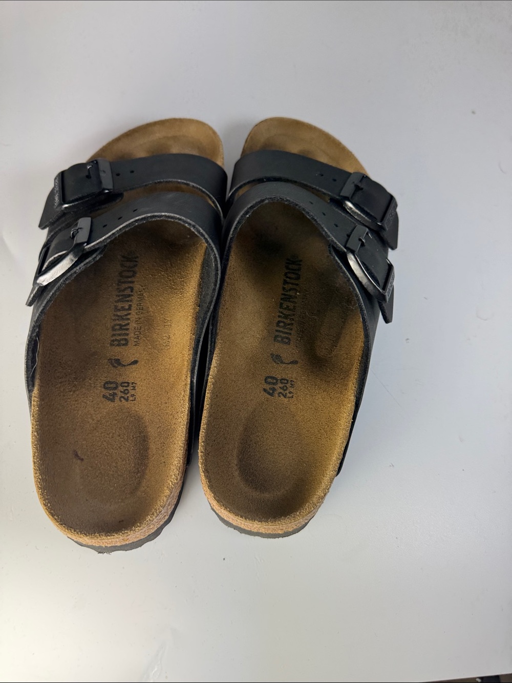 Birkenstock Double-Buckle Black Slide Sandals with Suede Footbed